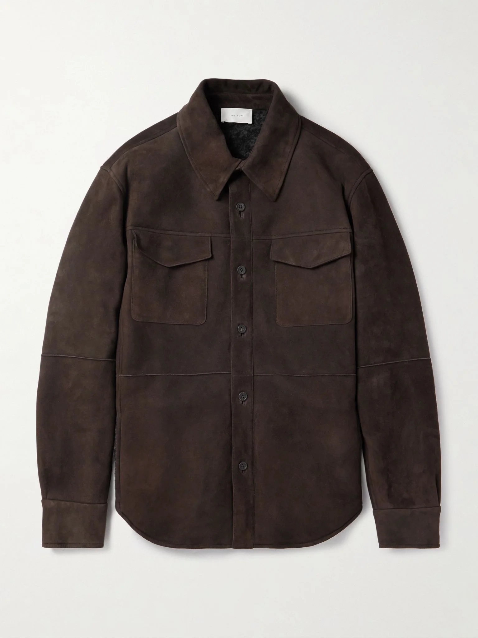 Bento Panelled Shearling Shirt Jacket Brown - 1