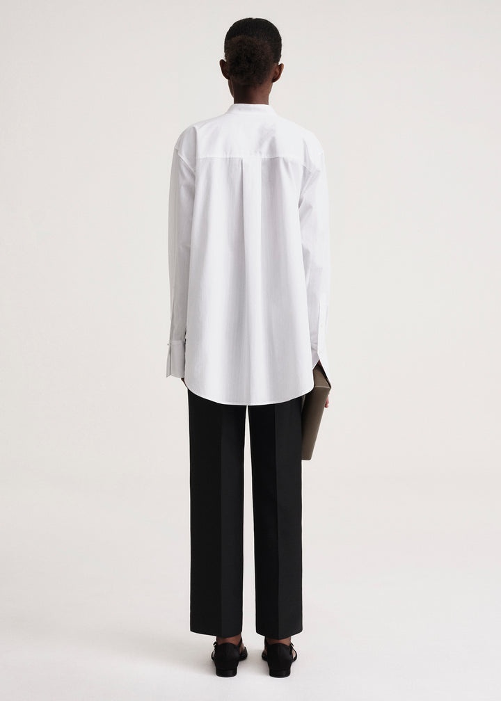 Wavy pleat cotton bib shirt white - 4