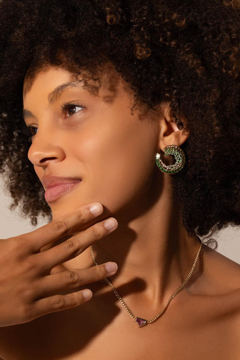 ANANYA Green Ombre Scatter Hoop Earrings outlook