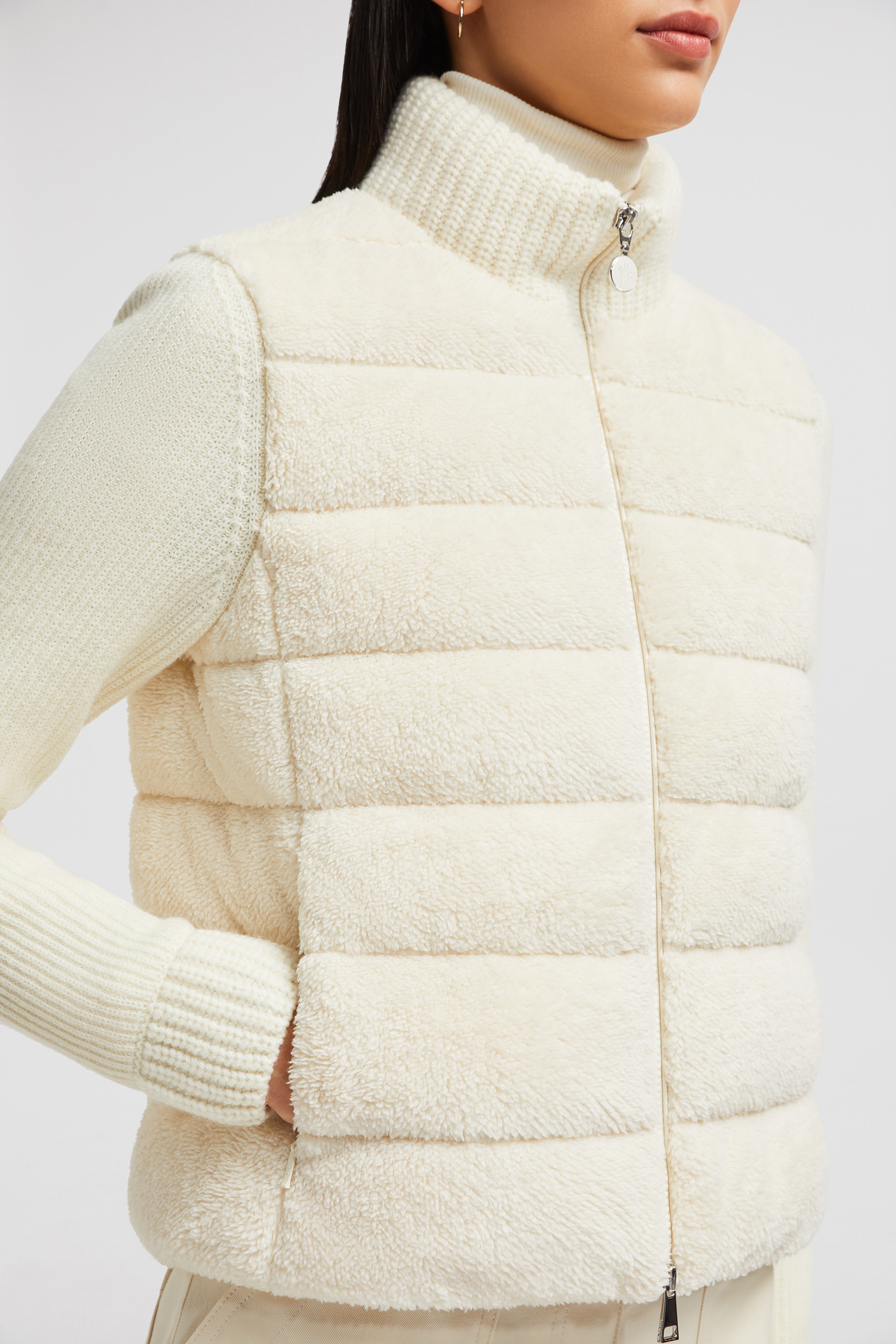 Padded Wool & Teddy Zip-Up Cardigan - 6