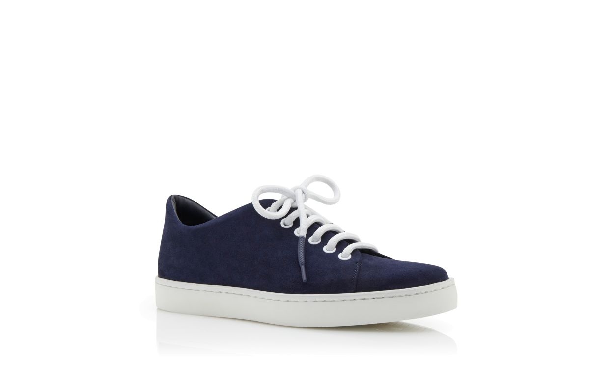 Navy Blue Suede Lace-Up Sneakers - 3