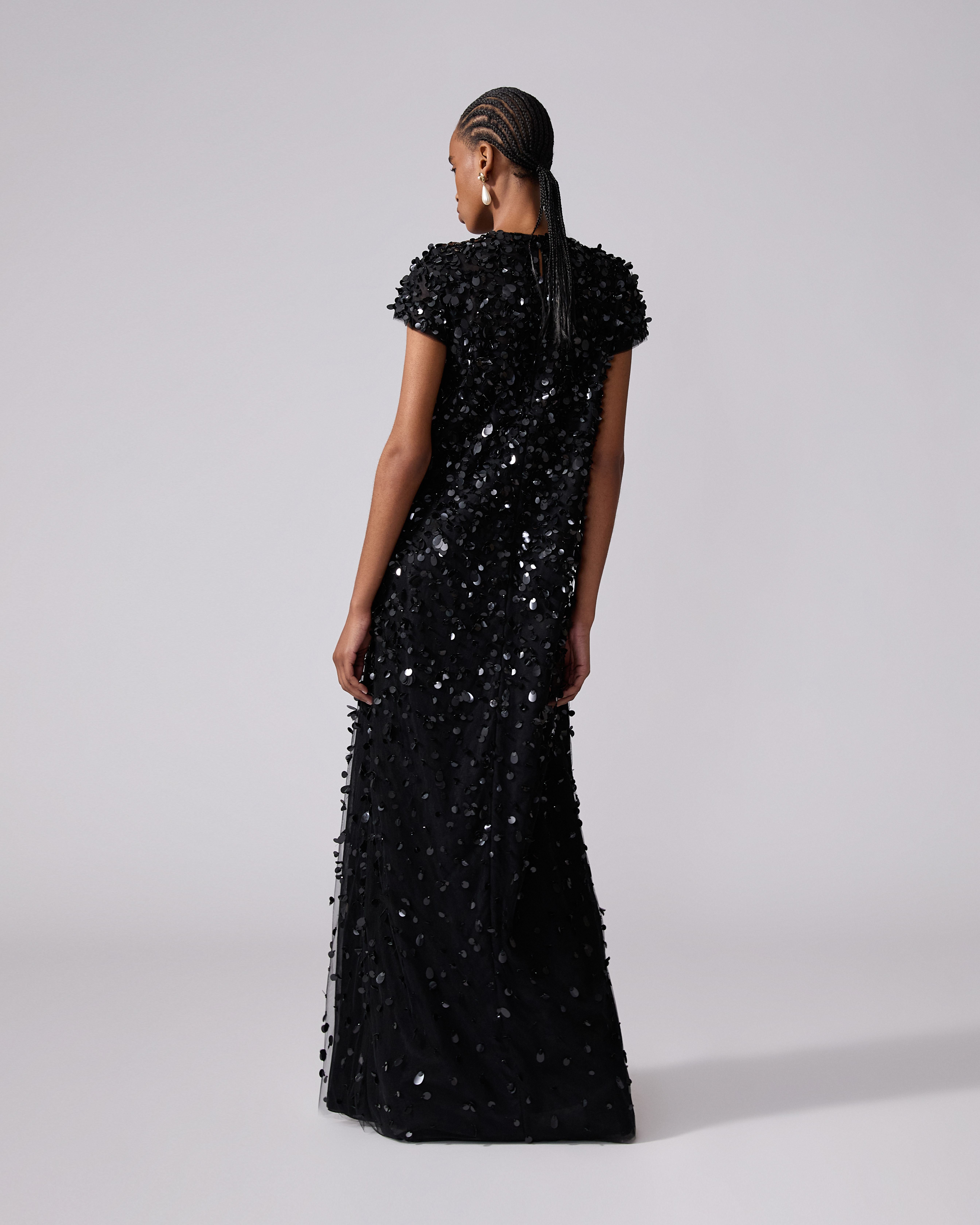 Short-Sleeve Sequin Gown - 3