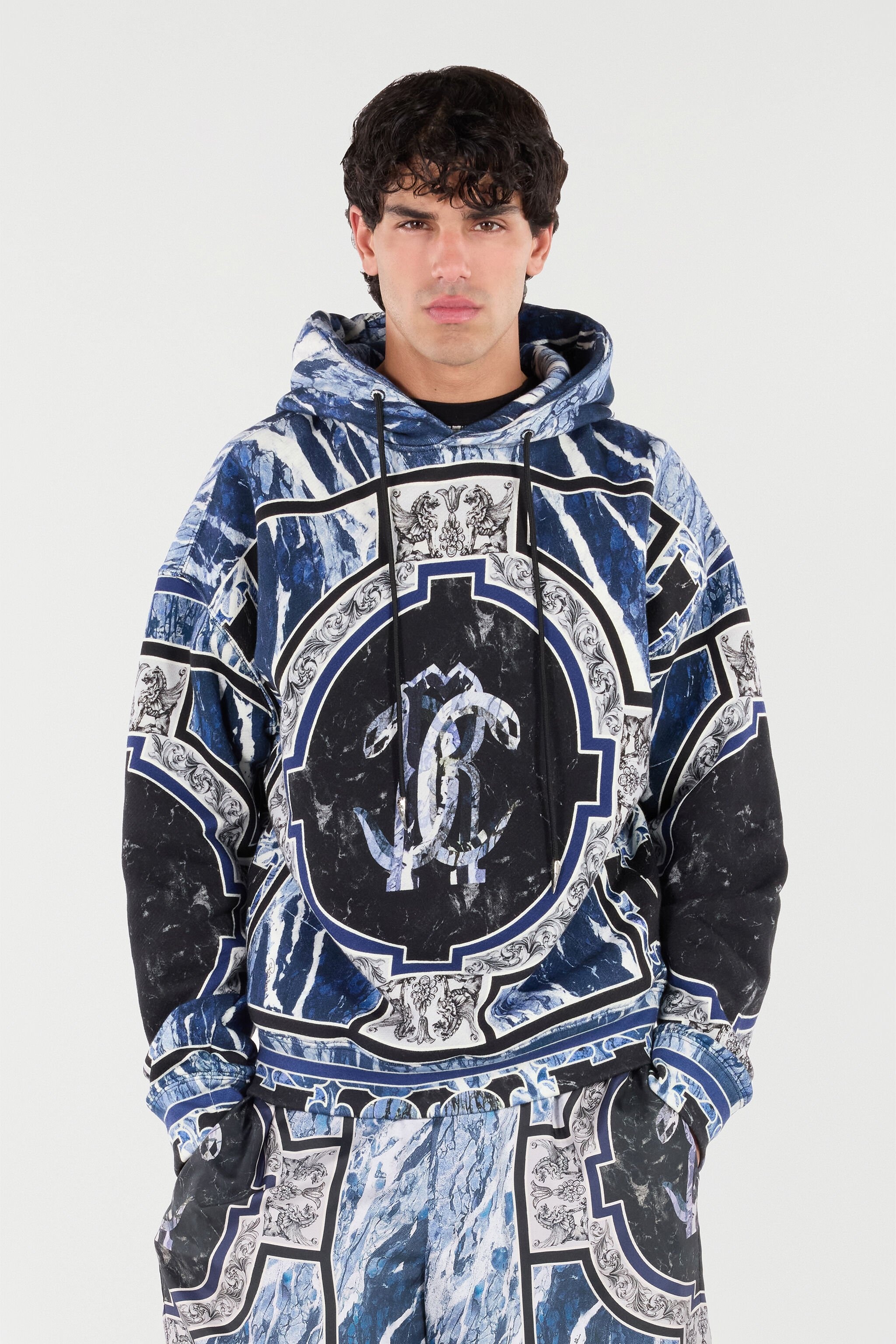 Sweatshirt With Marble Print And Embellishments - 3