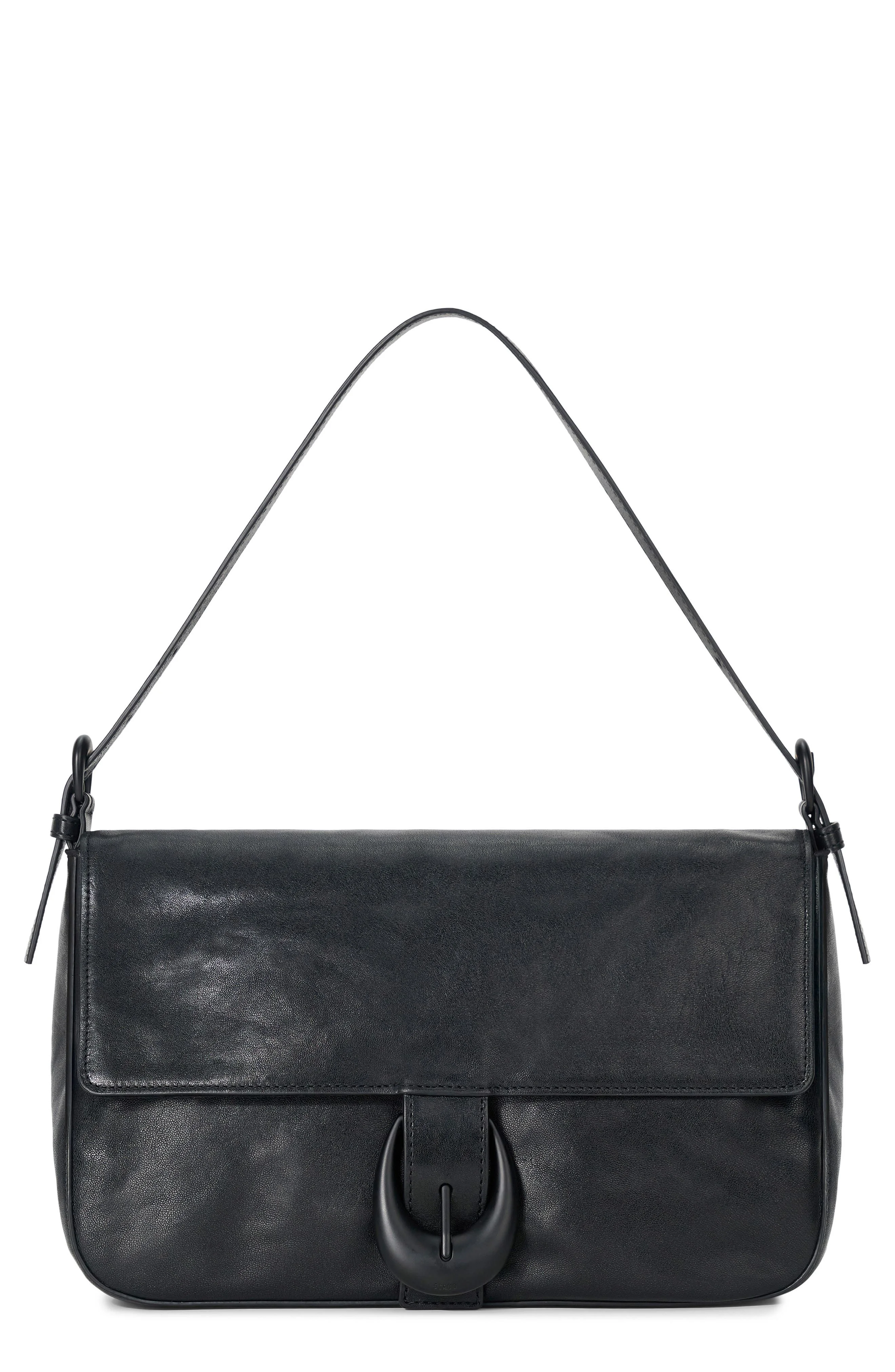 STAUD Medium Harlow Leather Shoulder Bag in Black at Nordstrom - 1