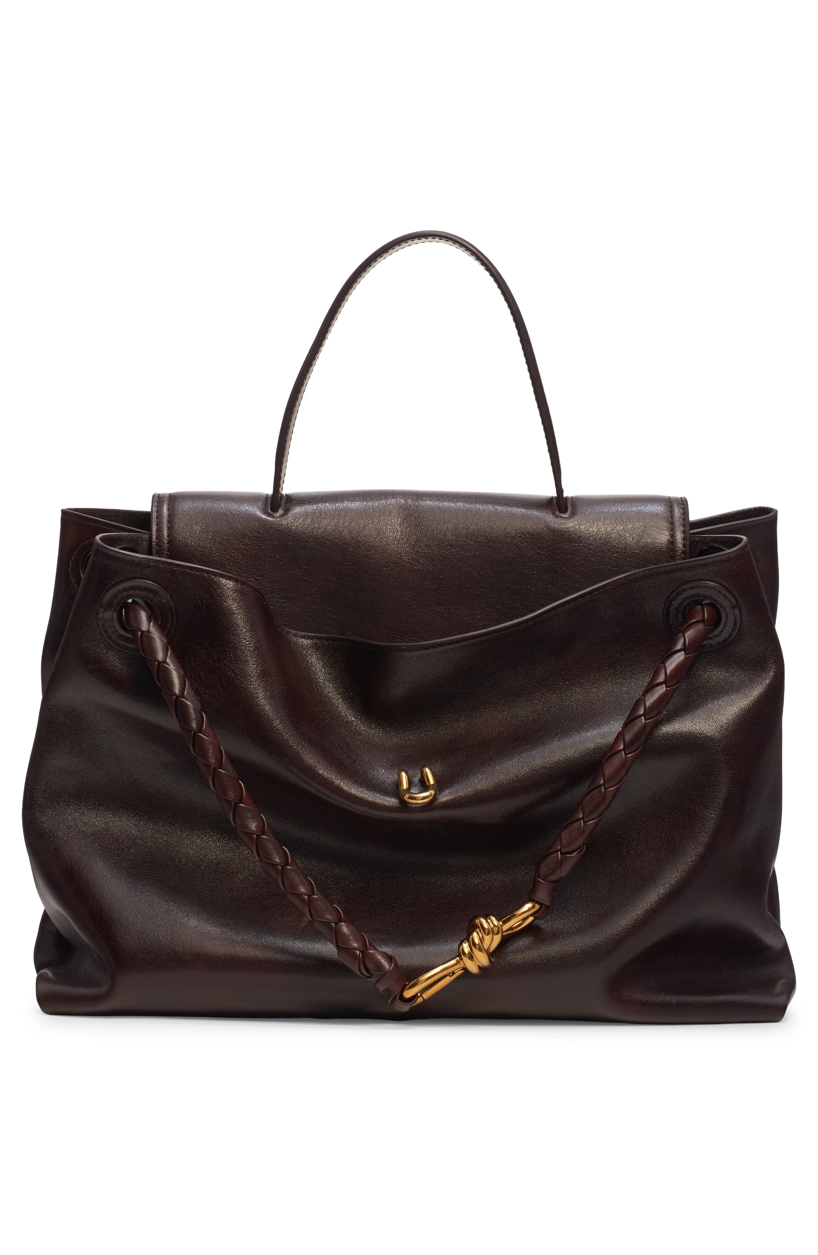 Bottega Veneta Ciao Ciao Knot Detail Leather Top Handle Bag in Dark Mahogany at Nordstrom - 9