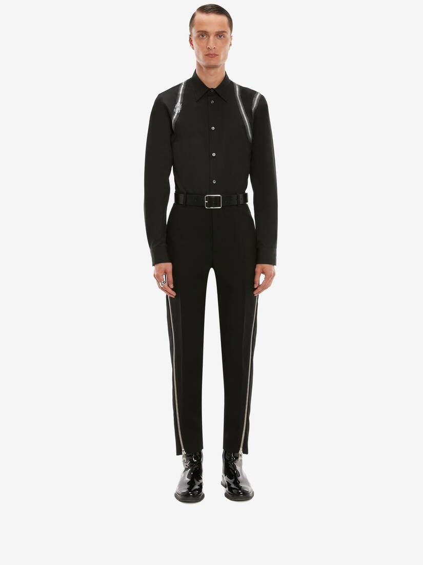 Zip Print Harness Shirt in Black/silver - 2