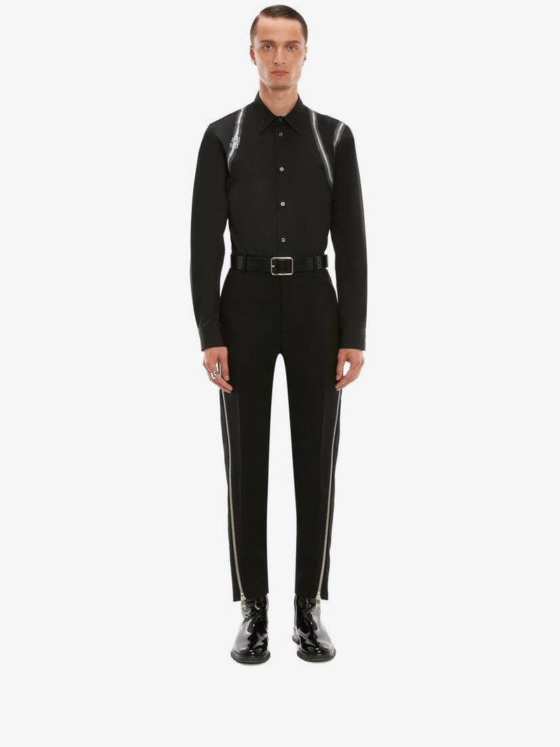 Alexander McQueen Zip Print Harness Shirt in Black/silver outlook