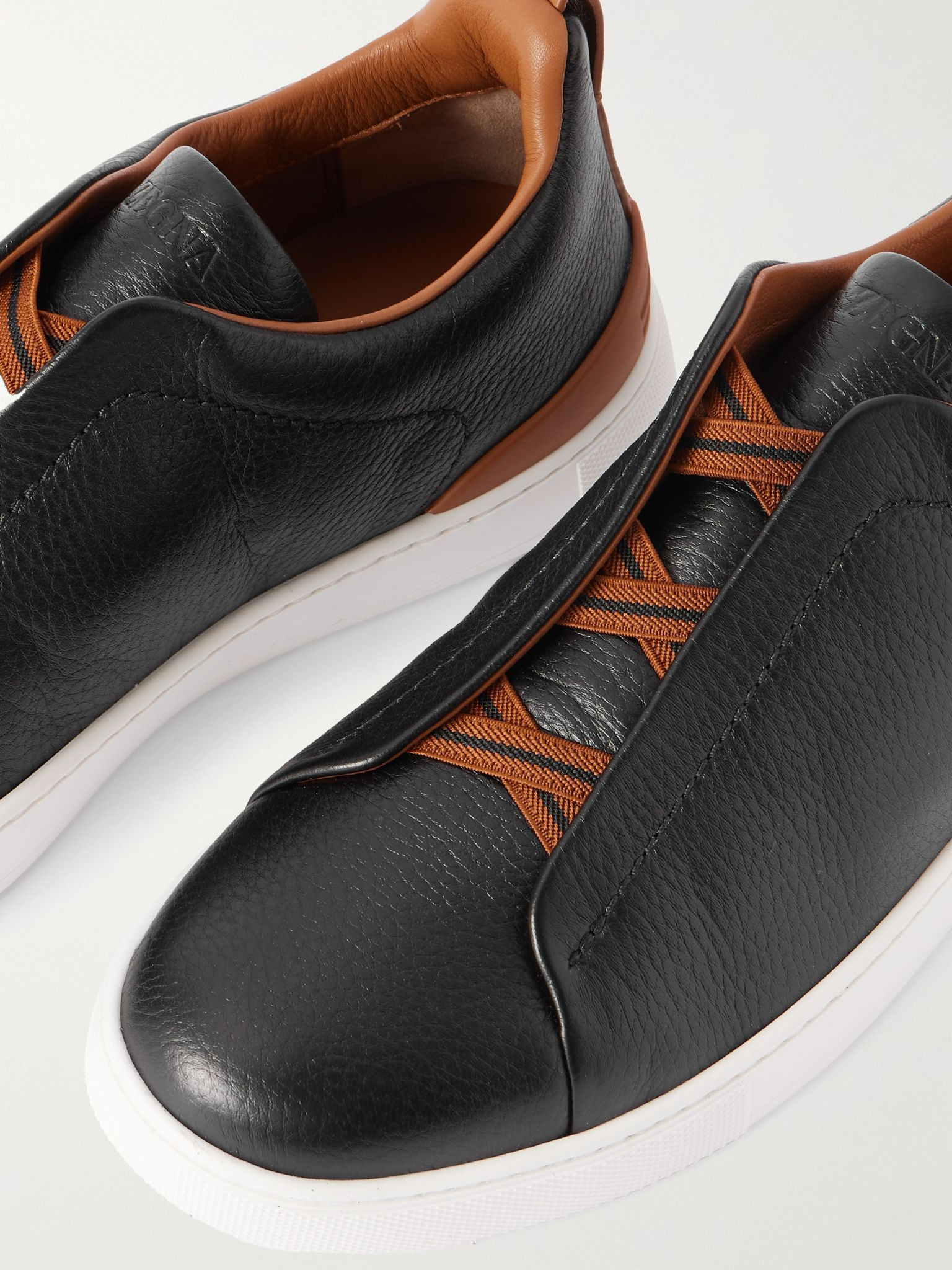 Triple Stitch™ Full-Grain Deerskin Slip-On Sneakers Black - 5