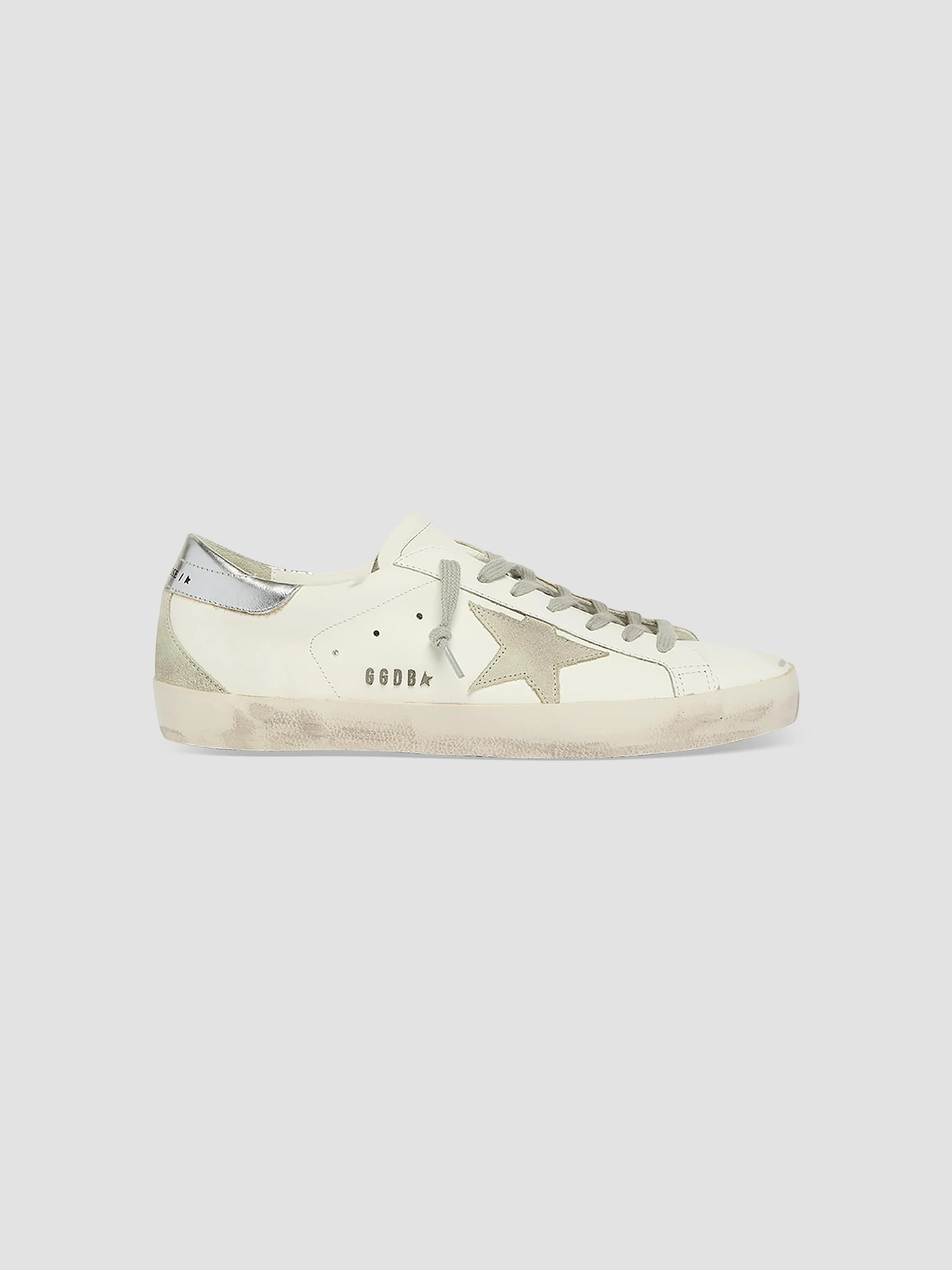 Men's Super-Star Logo Leather Low-Top Sneakers - White Silver - 1