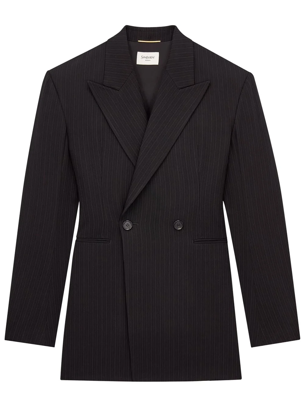 Double-breasted wool mélange pinstripe jacket - 1