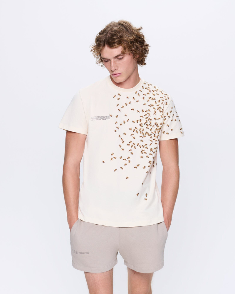 PANGAIA Mens Bee The Change Organic Cotton T-Shirt - Undyed outlook
