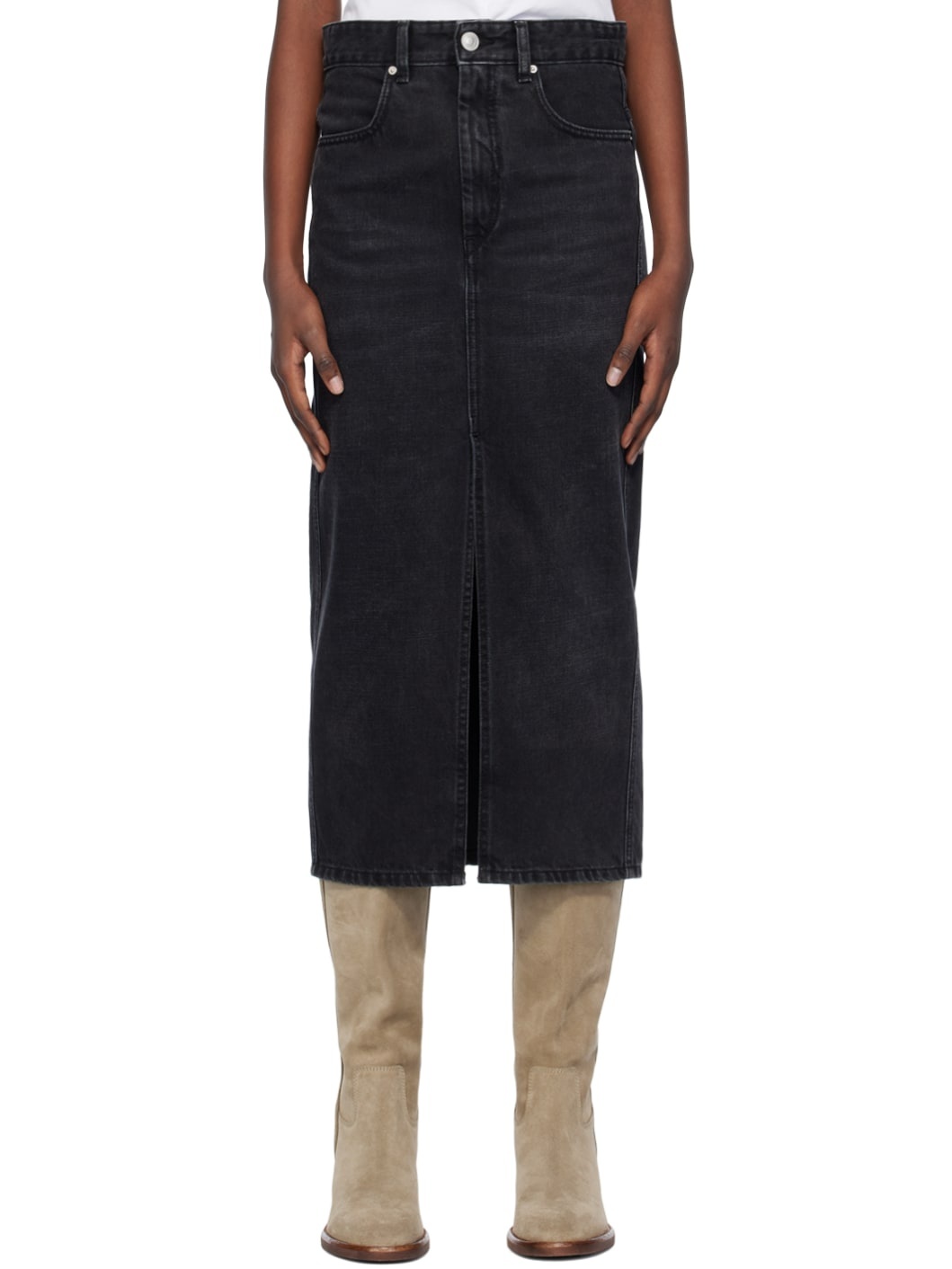 Black Julicia Denim Midi Skirt - 1