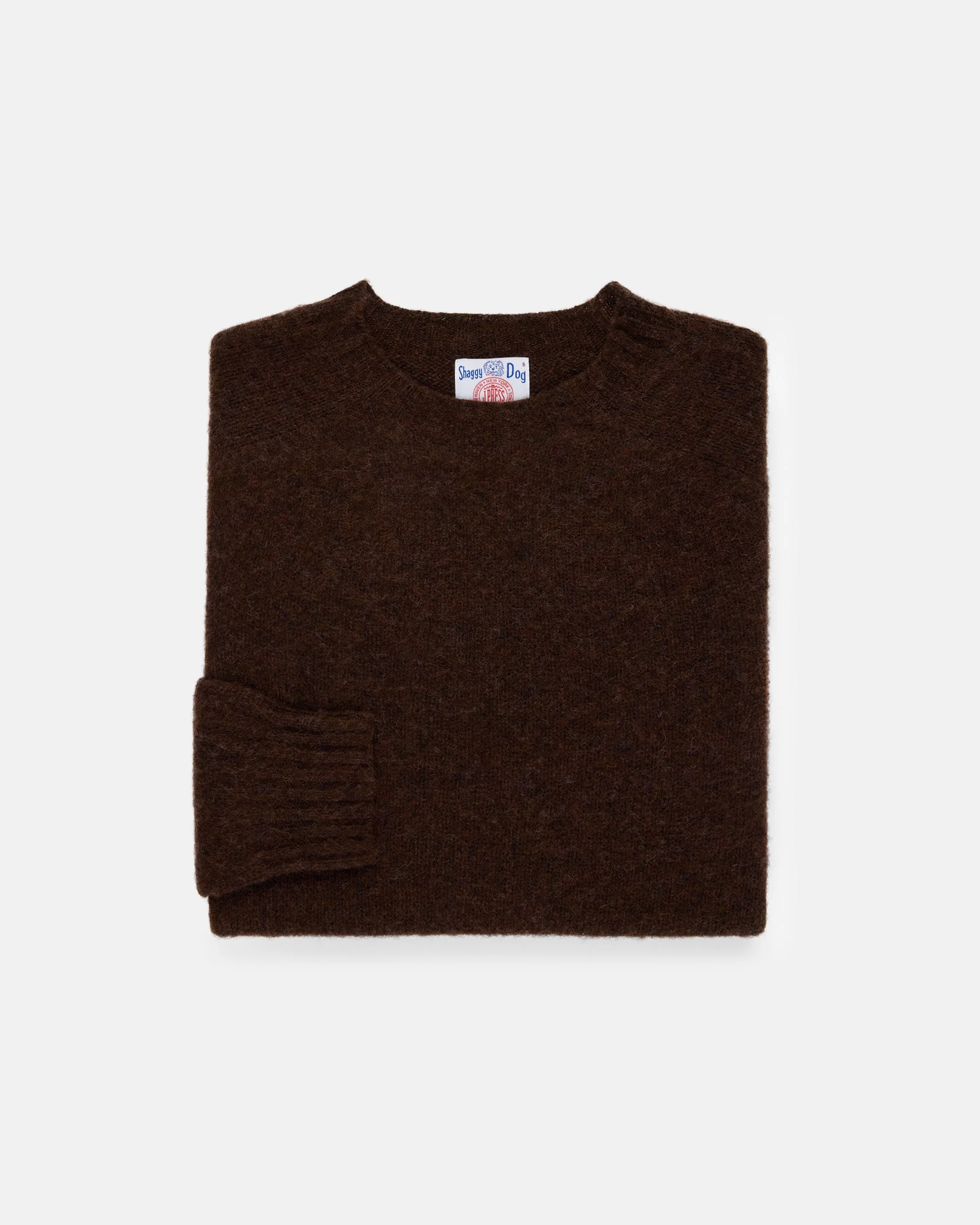 MADE-IN-SCOTLAND BROWN SHAGGY DOG SWEATER - TRIM FIT - 1