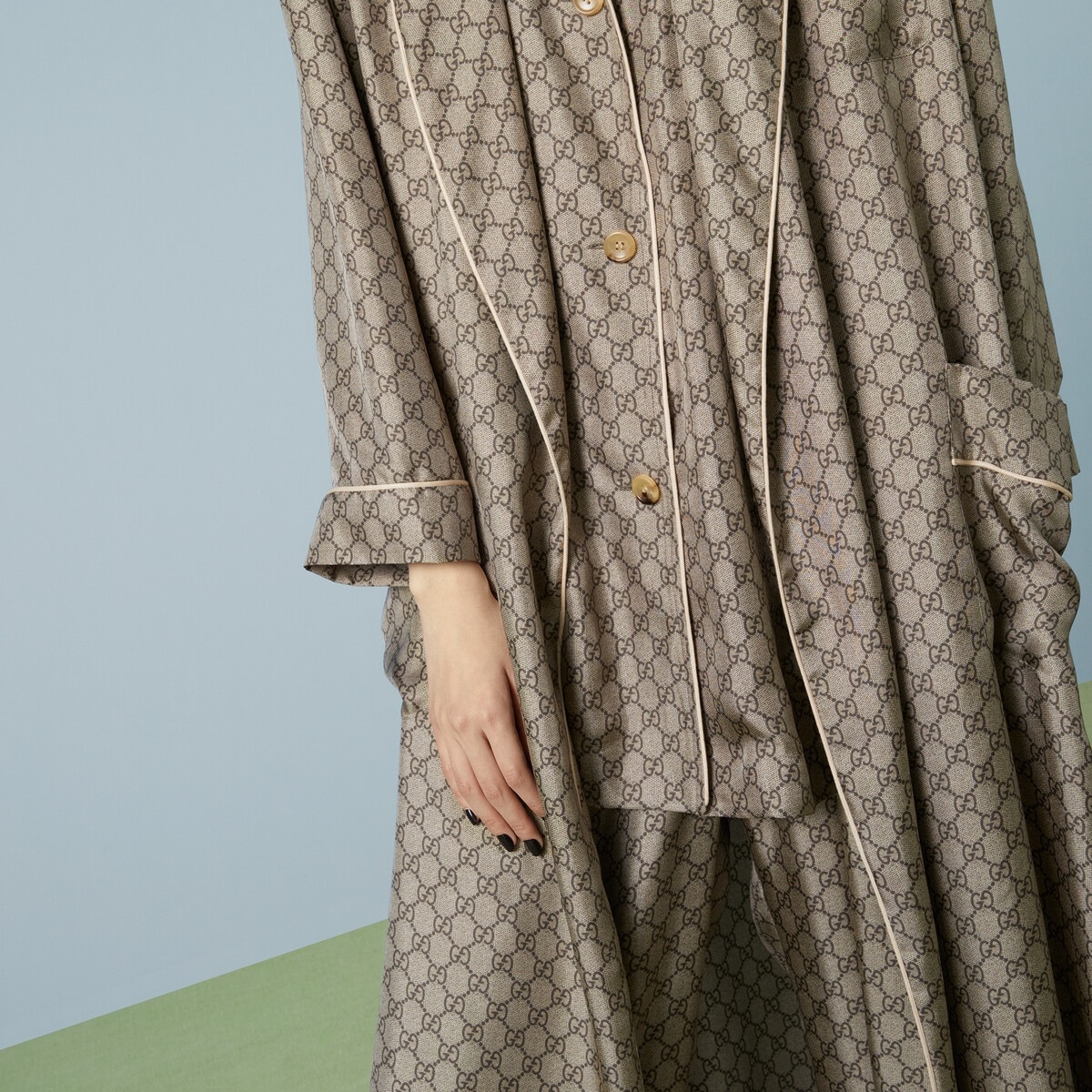 GG Supreme print silk gown - 3