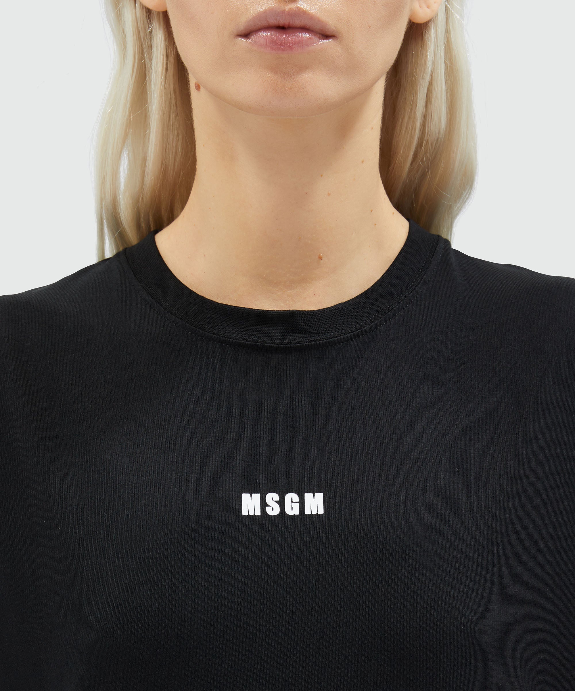 Long jersey T-shirt dress with micro logo - 5