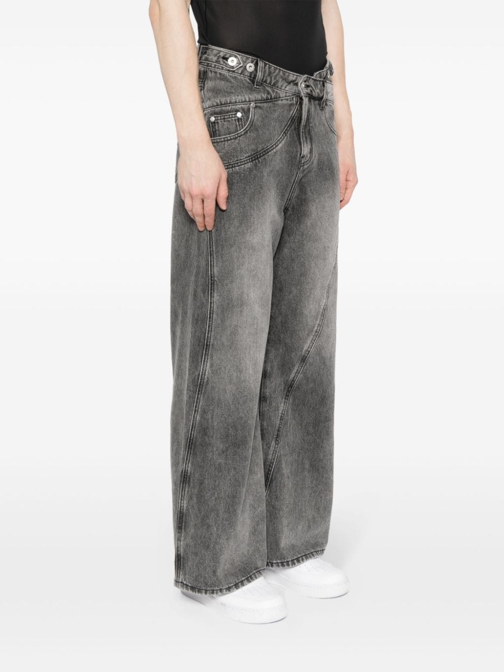 cross-waistband straight-leg jeans - 4