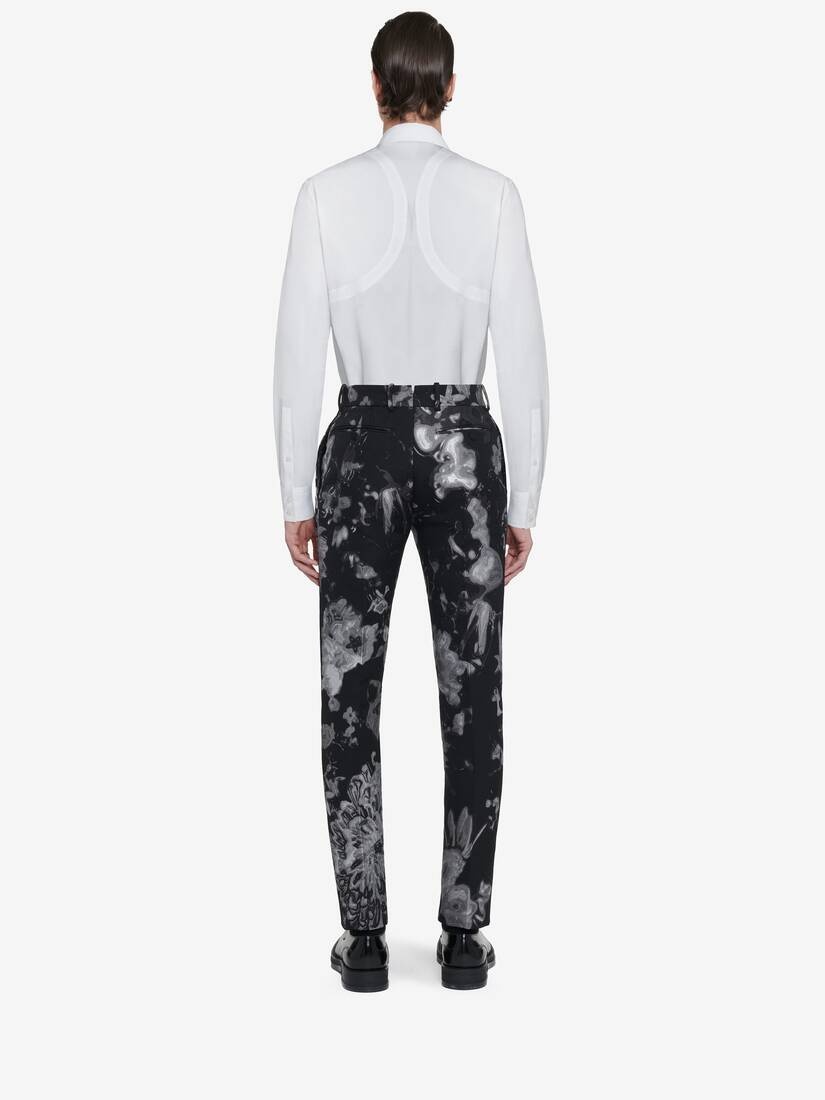 Men's Wax Flower Cigarette Trousers in Black/silver - 4