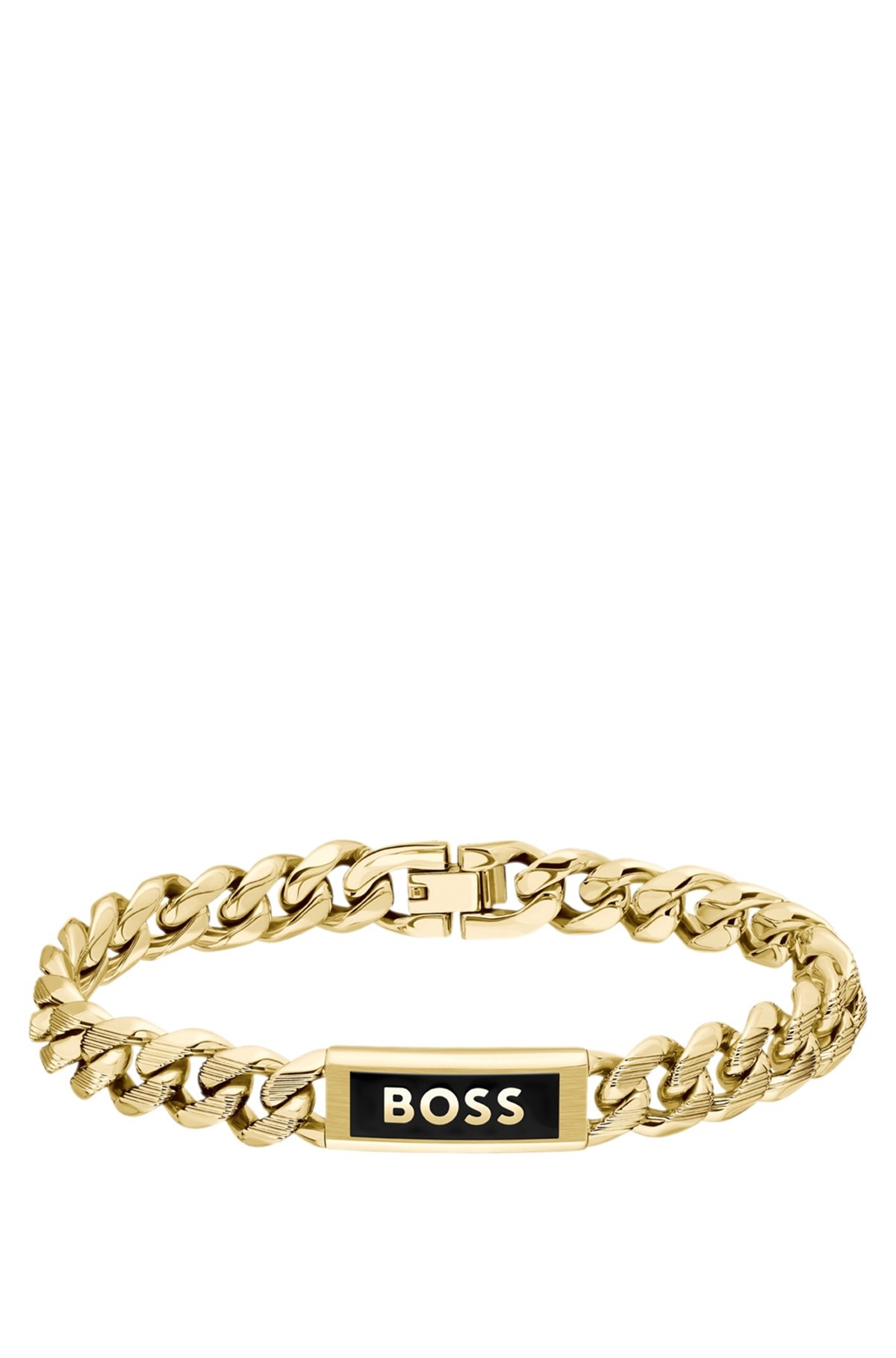 GOLD-TONE CUFF WITH INK-FILLED LOGO PLATE - 1