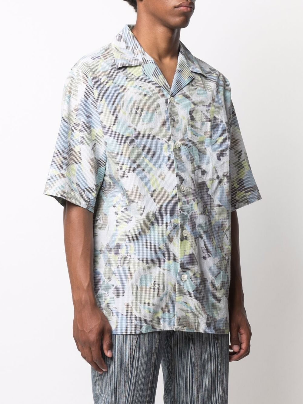 rose-print short-sleeve shirt - 3