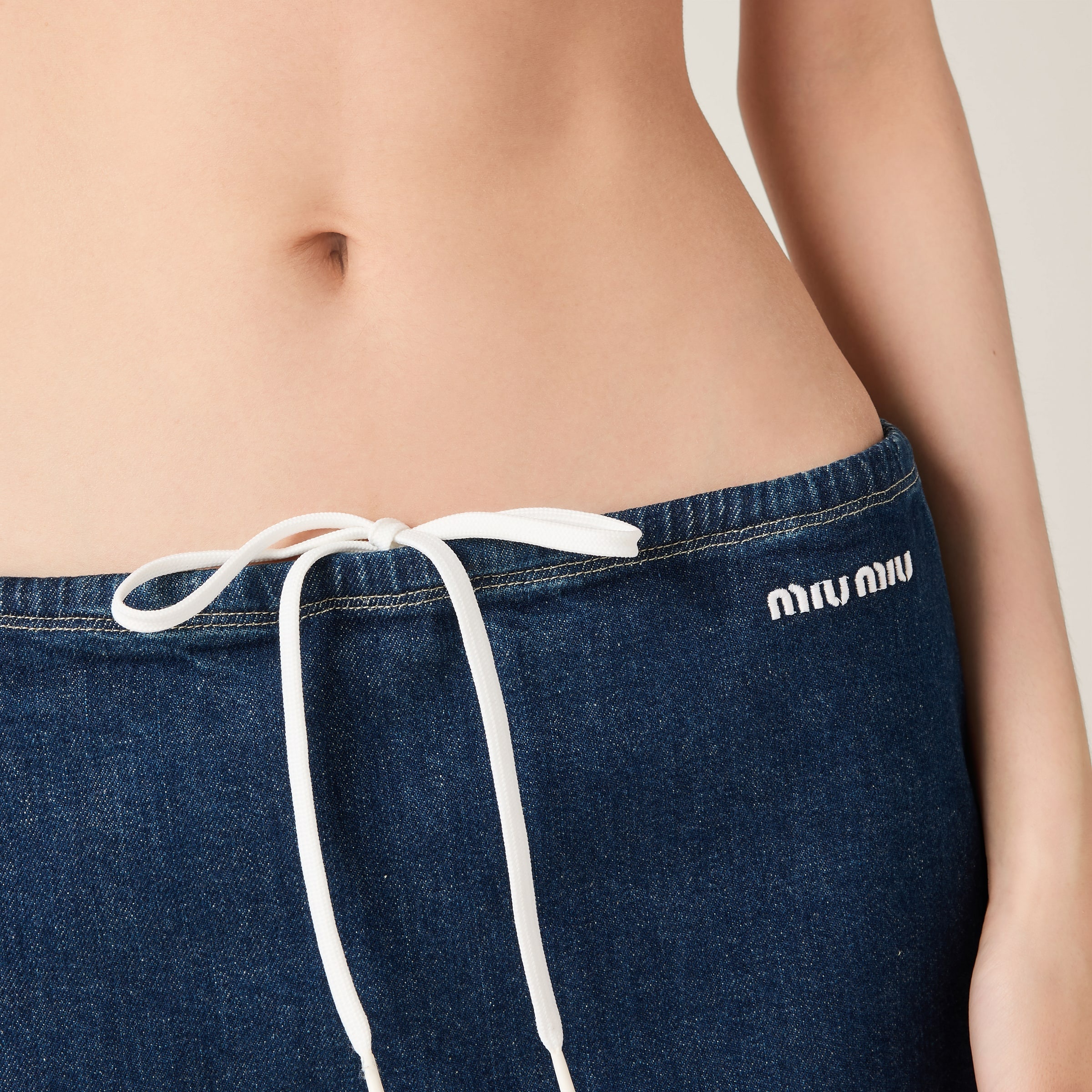 Stretch denim miniskirt - 5
