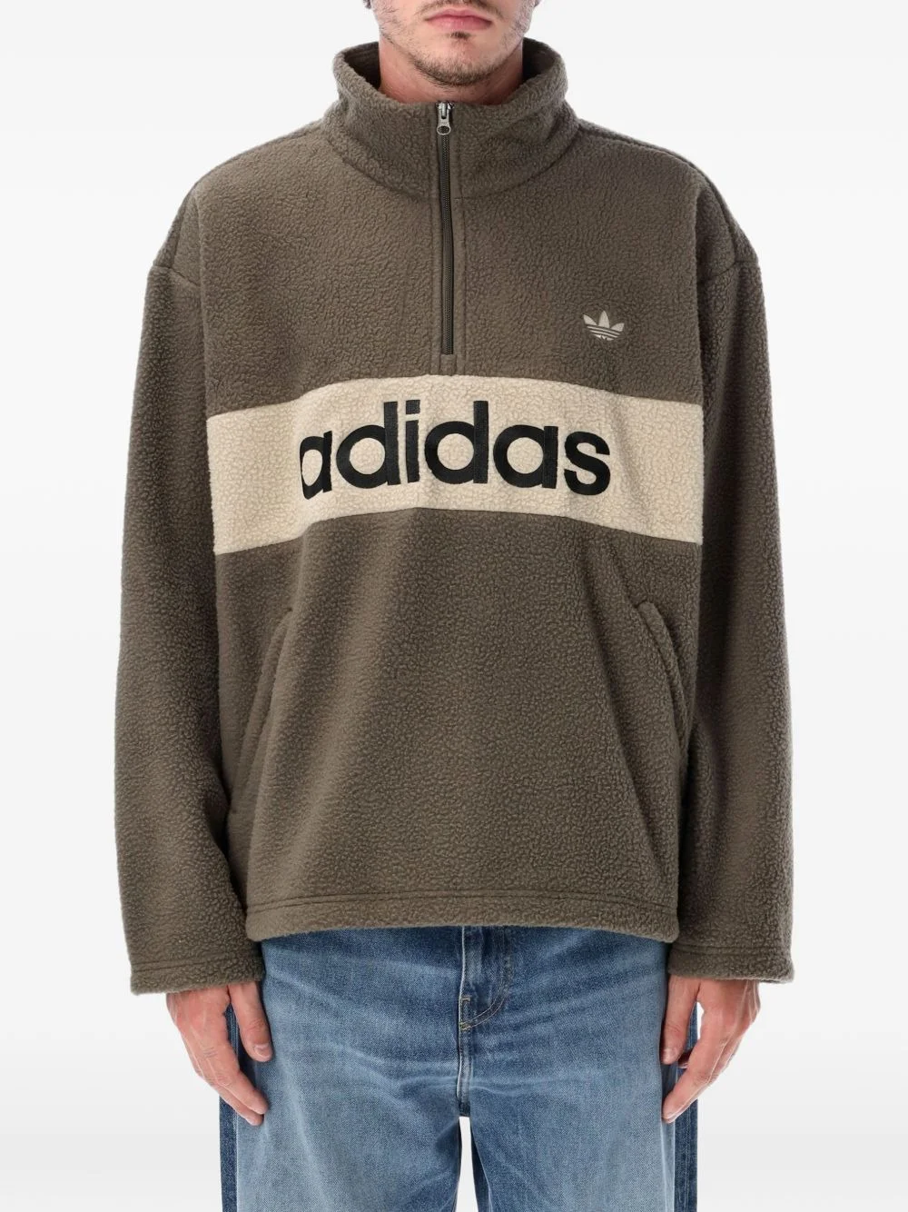 logo-print fleece sweater - 1