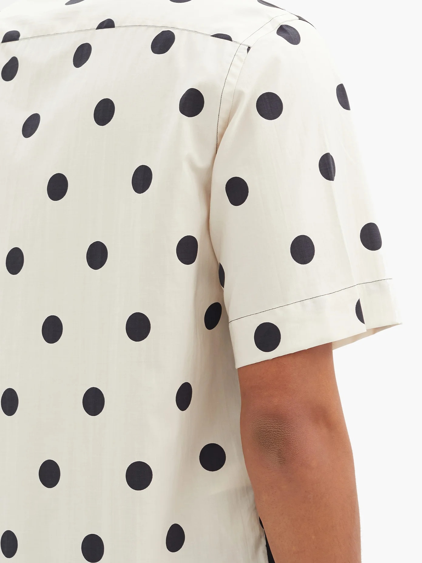 Paneled polka-dot cotton-blend poplin shirt - 4