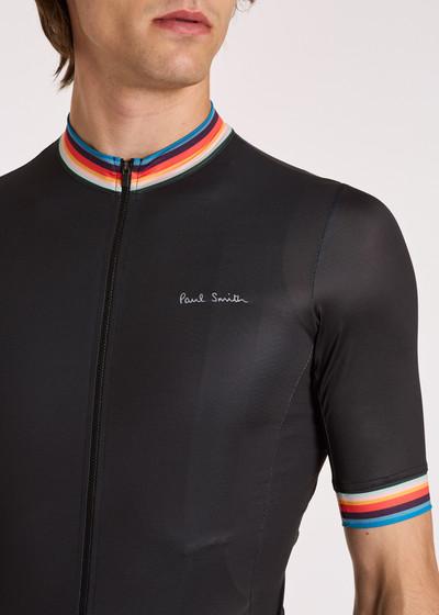 Paul Smith Men's Black Race Fit Cycling Jersey With 'Artist Stripe' Trims outlook