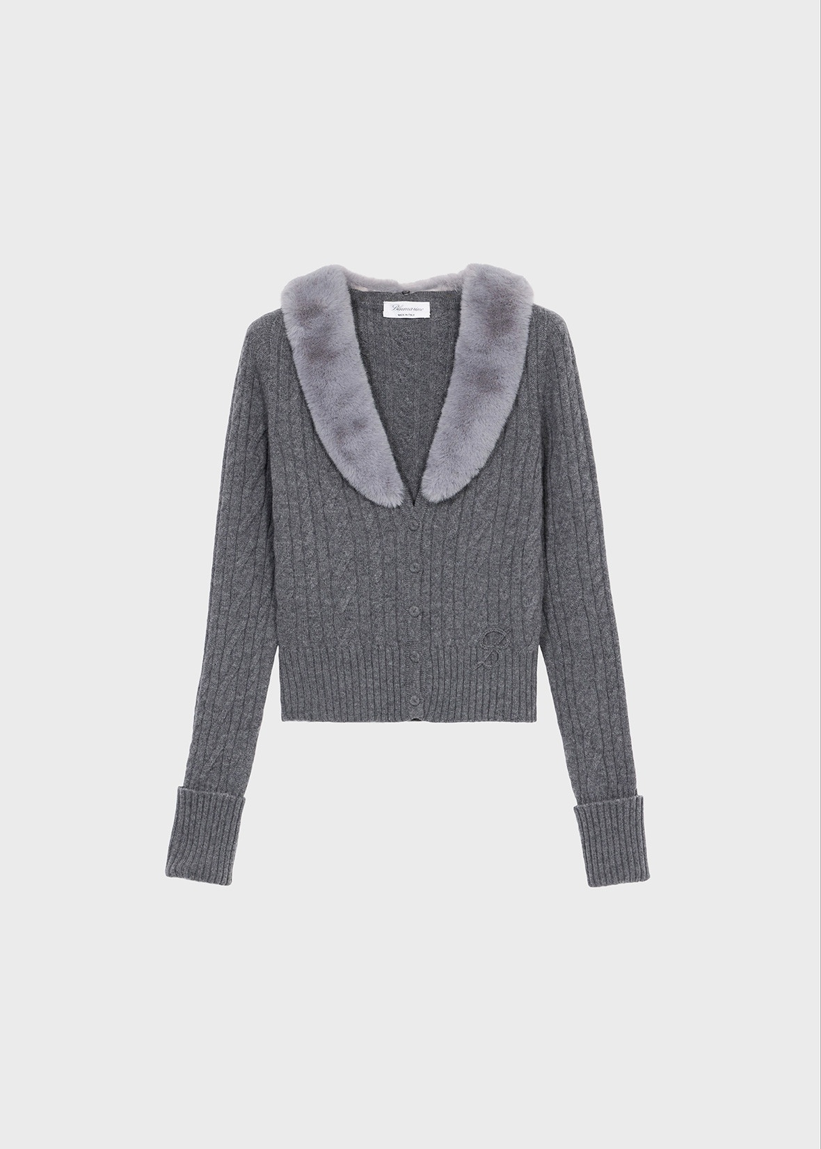 CARDIGAN WITH FAUX FUR COLLAR - 1