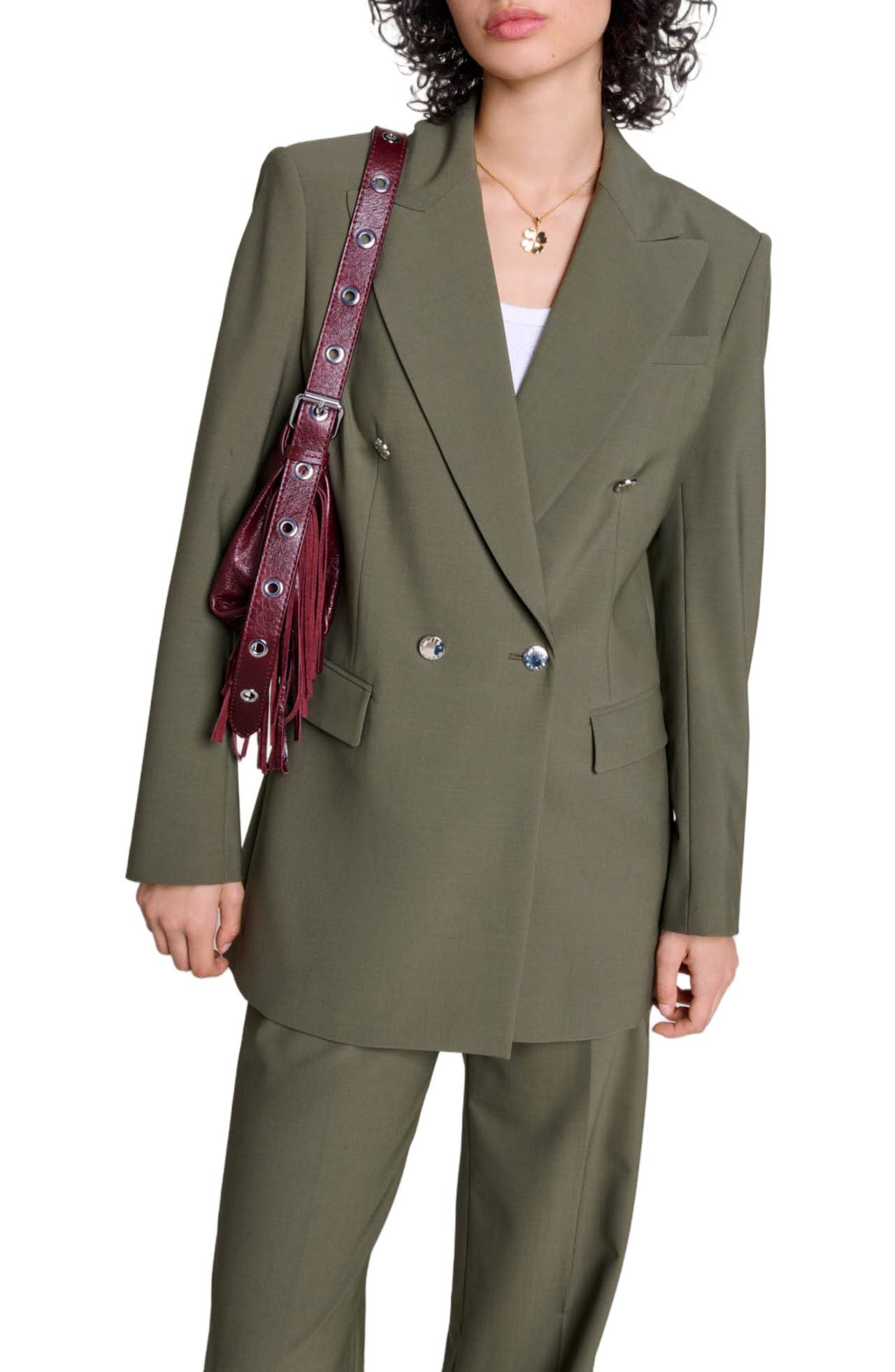 maje Slim-fit suit jacket in Khaki at Nordstrom - 1