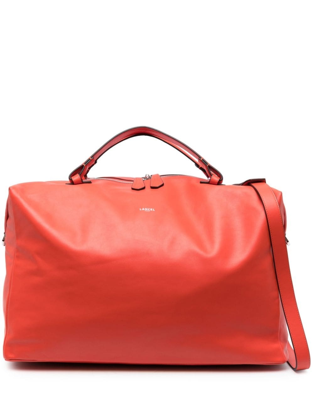 logo-print leather luggage bag - 1