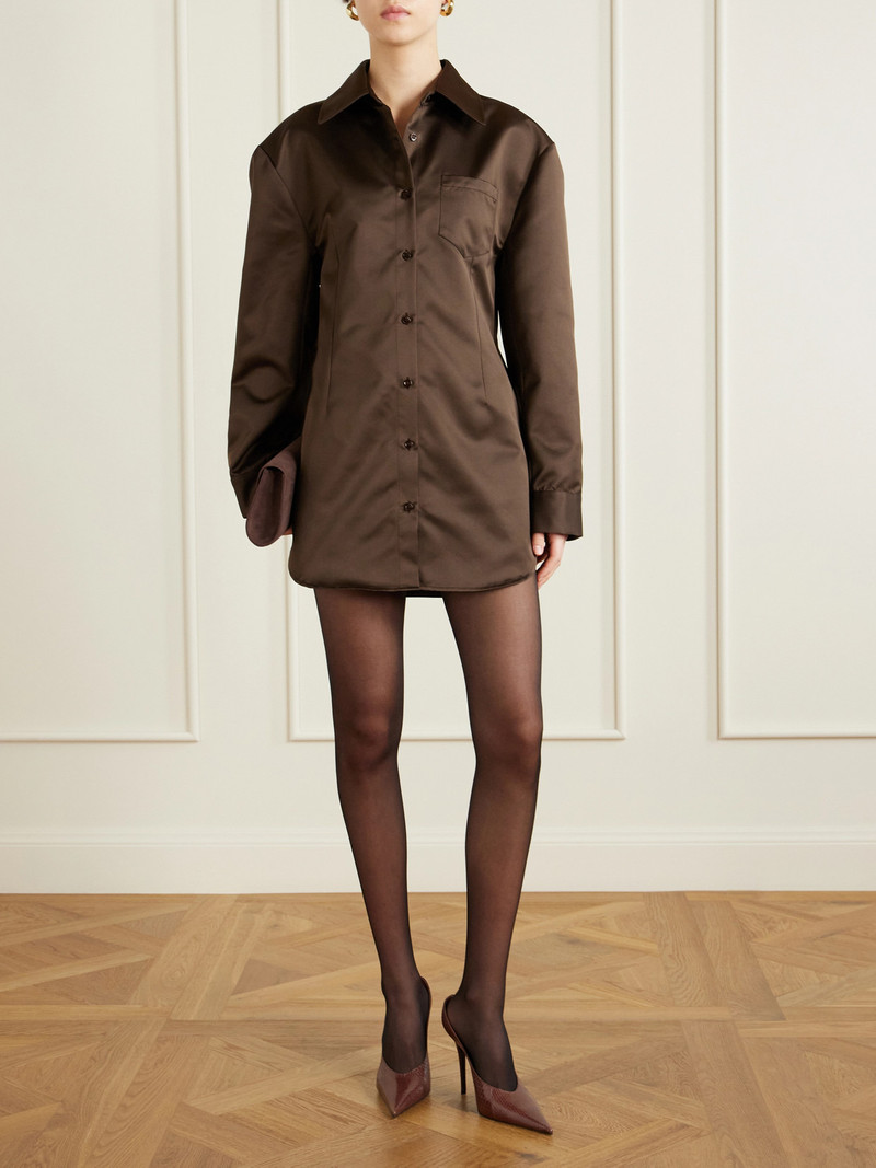 The Frankie Shop Akita Darted Satin Mini Shirt Dress outlook