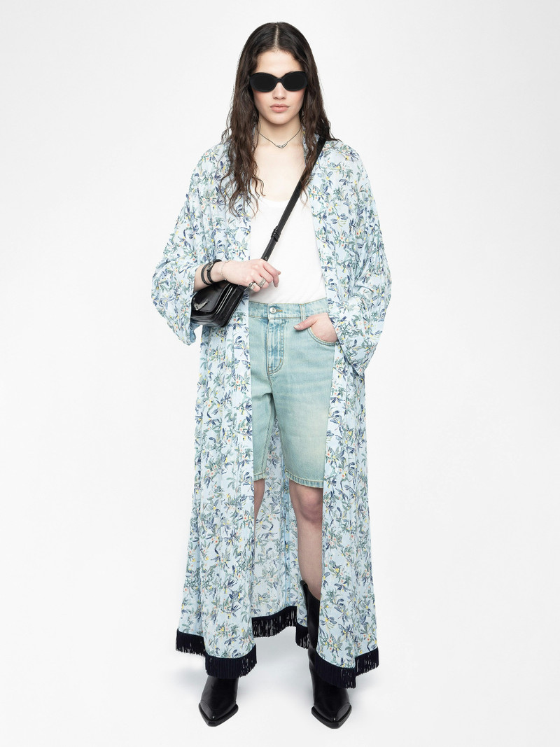 Zadig & Voltaire Long Viscose Floral Blue Kimono outlook