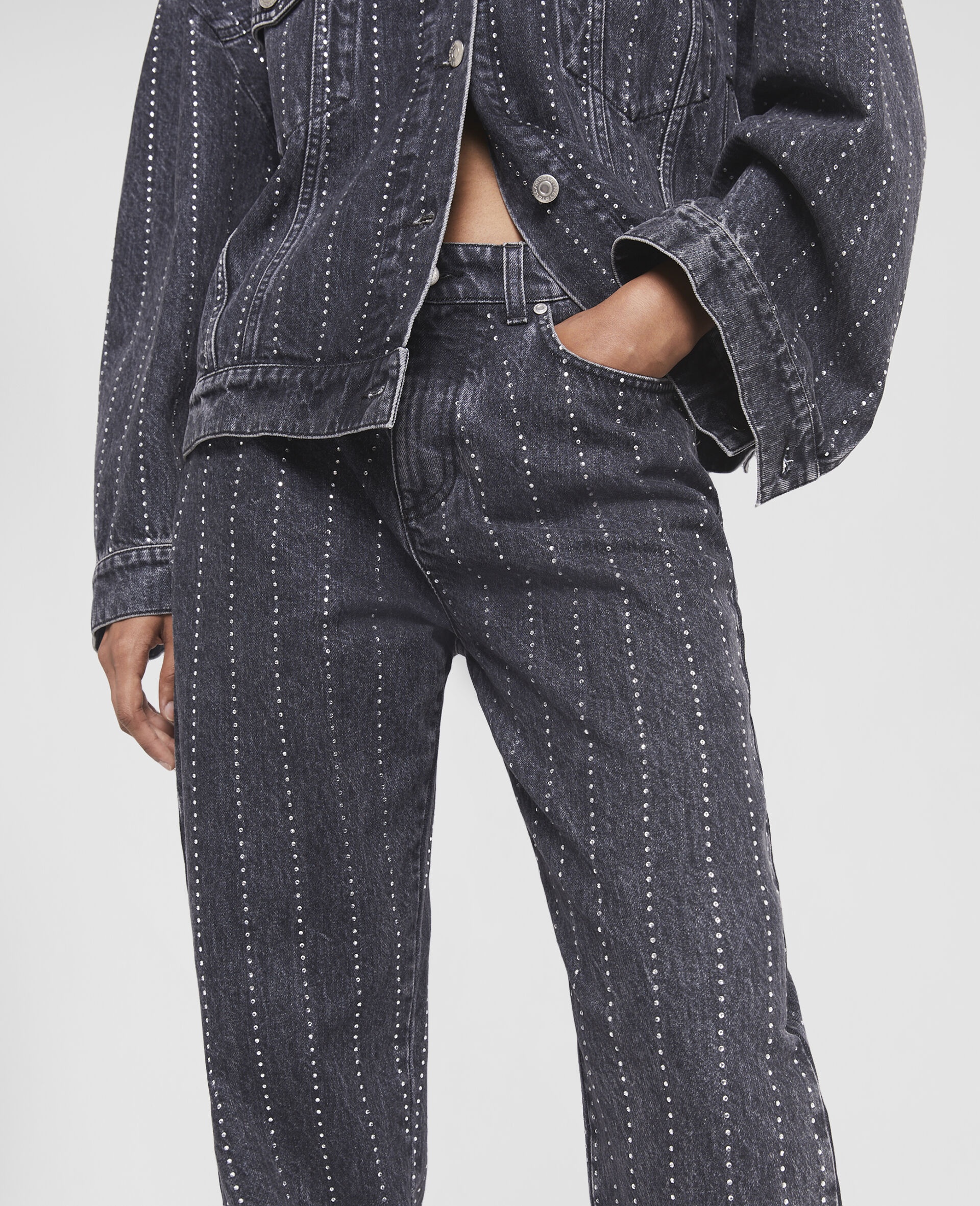 Crystal Pinstripe Straight Leg Jeans - 4