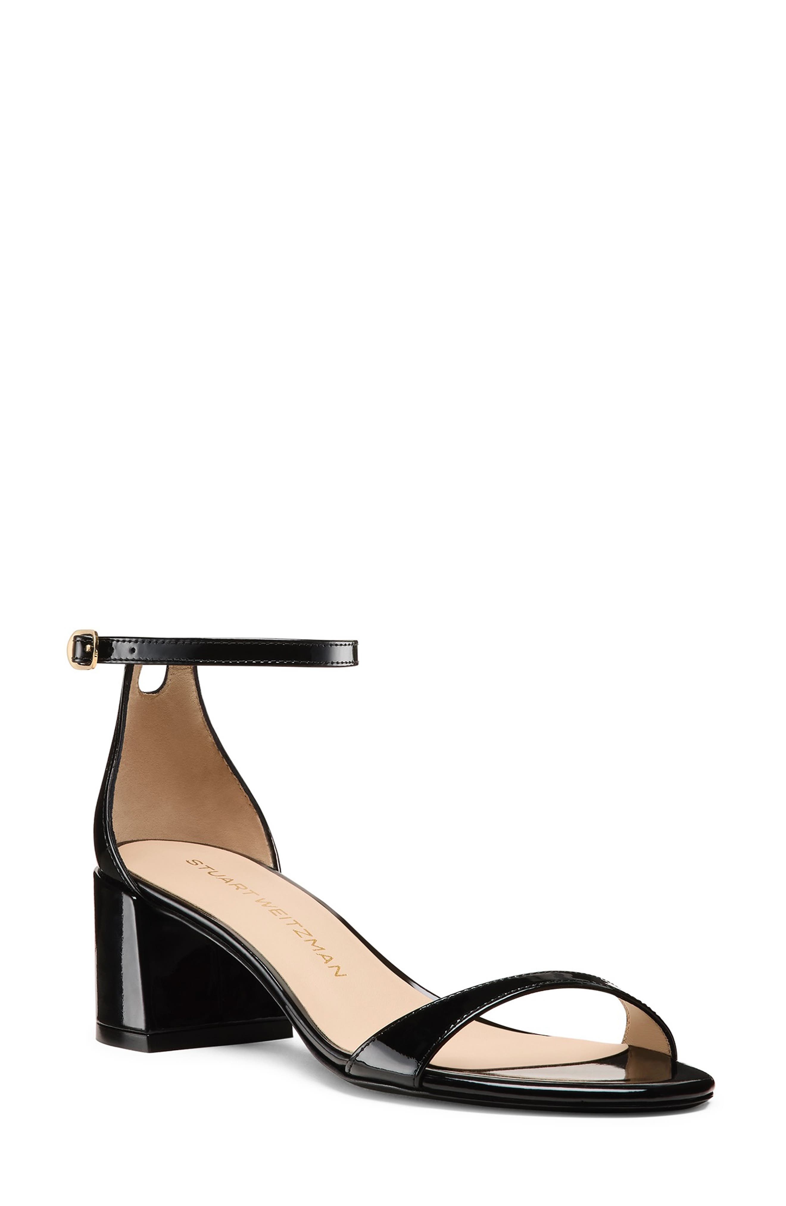 Stuart Weitzman Nudist Block Heel Sandal in Black at Nordstrom - 1