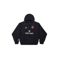 Balenciaga Soccer Paris Zip-Hoodie ブラック Balenciaga 2024 Soccer Oversized Logo-detailed Cotton-jersey