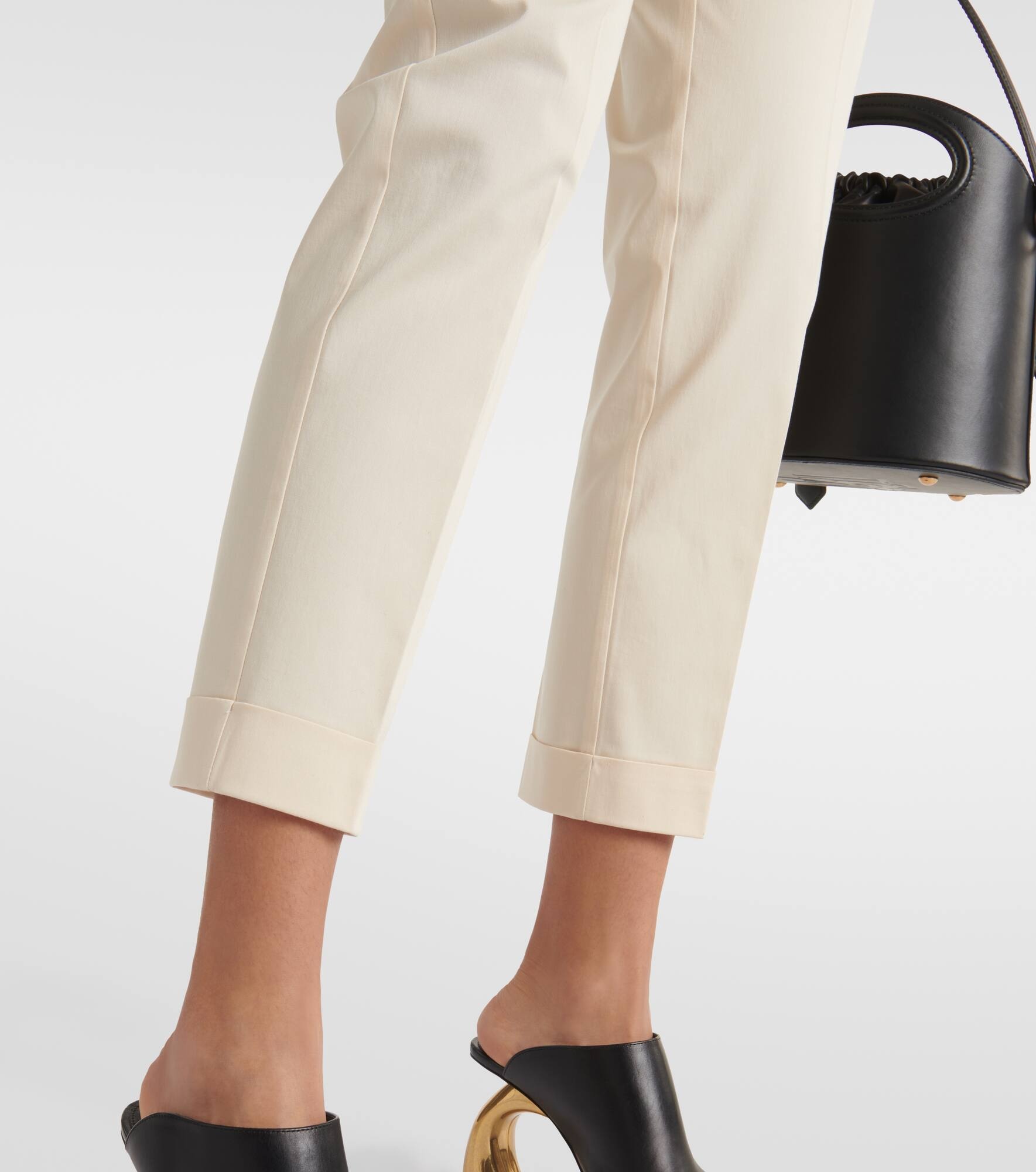 High-rise cotton-blend tapered pants - 6