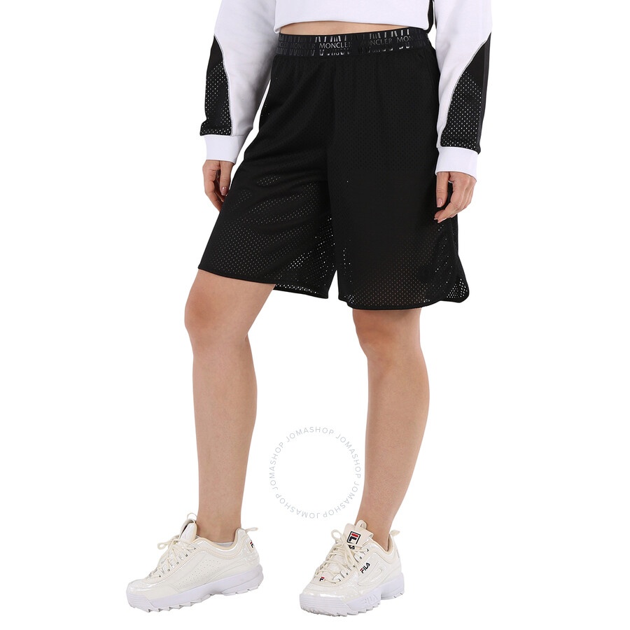 Moncler Ladies Black Logo-Waistband Shorts - 5