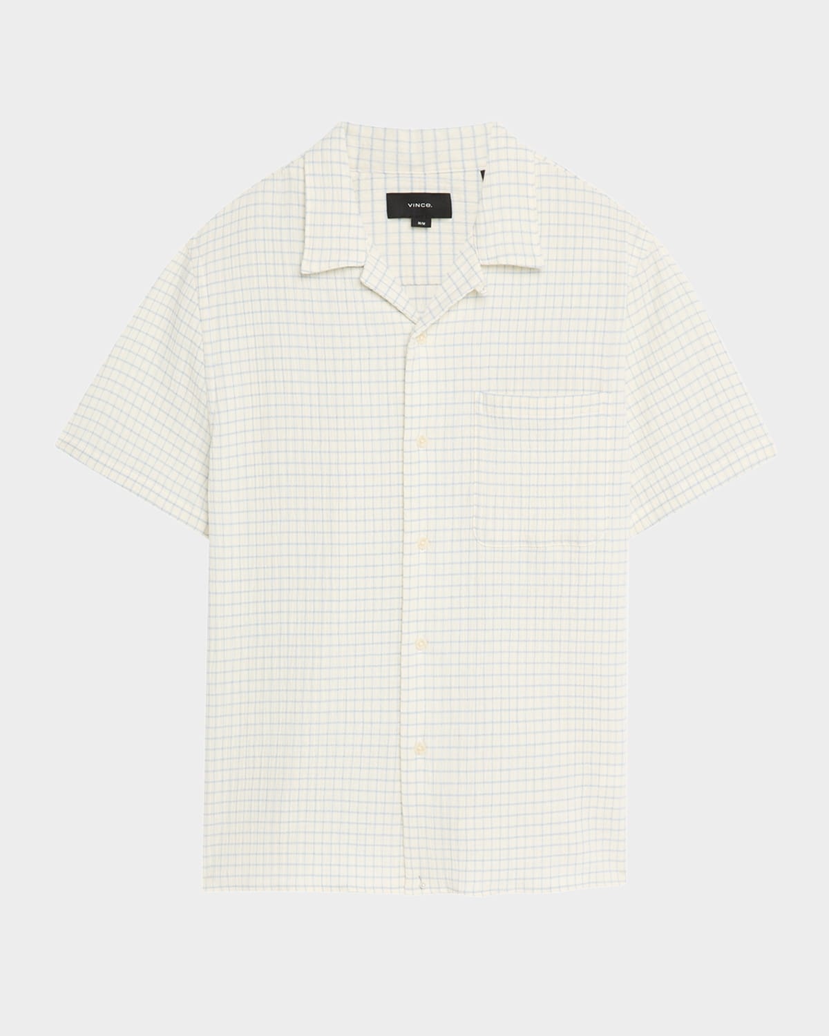 Men's Textured Cotton Grid Check Camp Shirt - 1