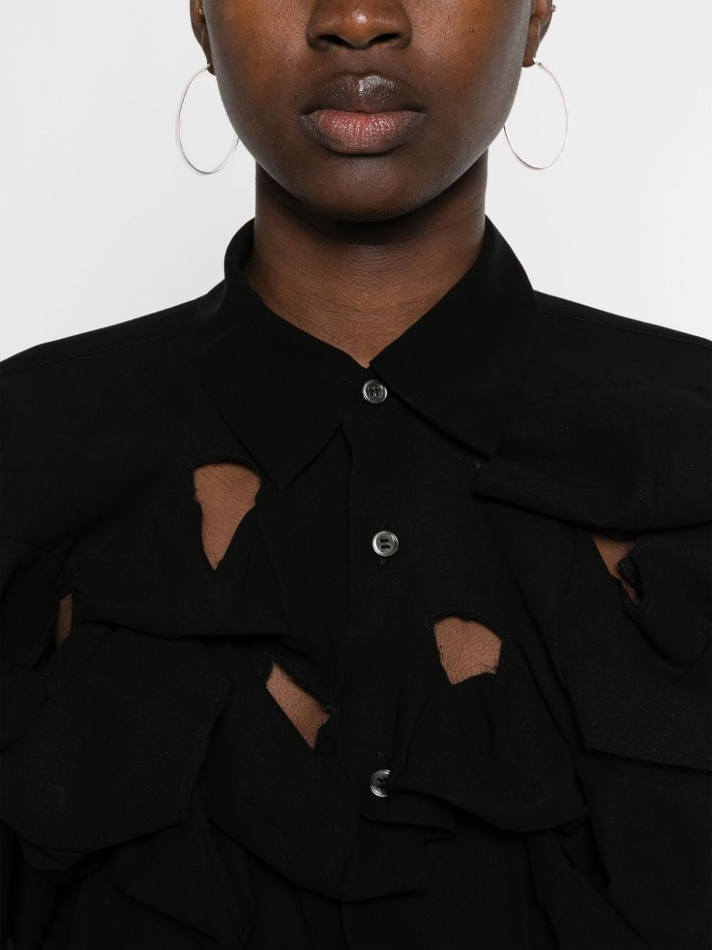 cut-out semi-sheer shirt - 5
