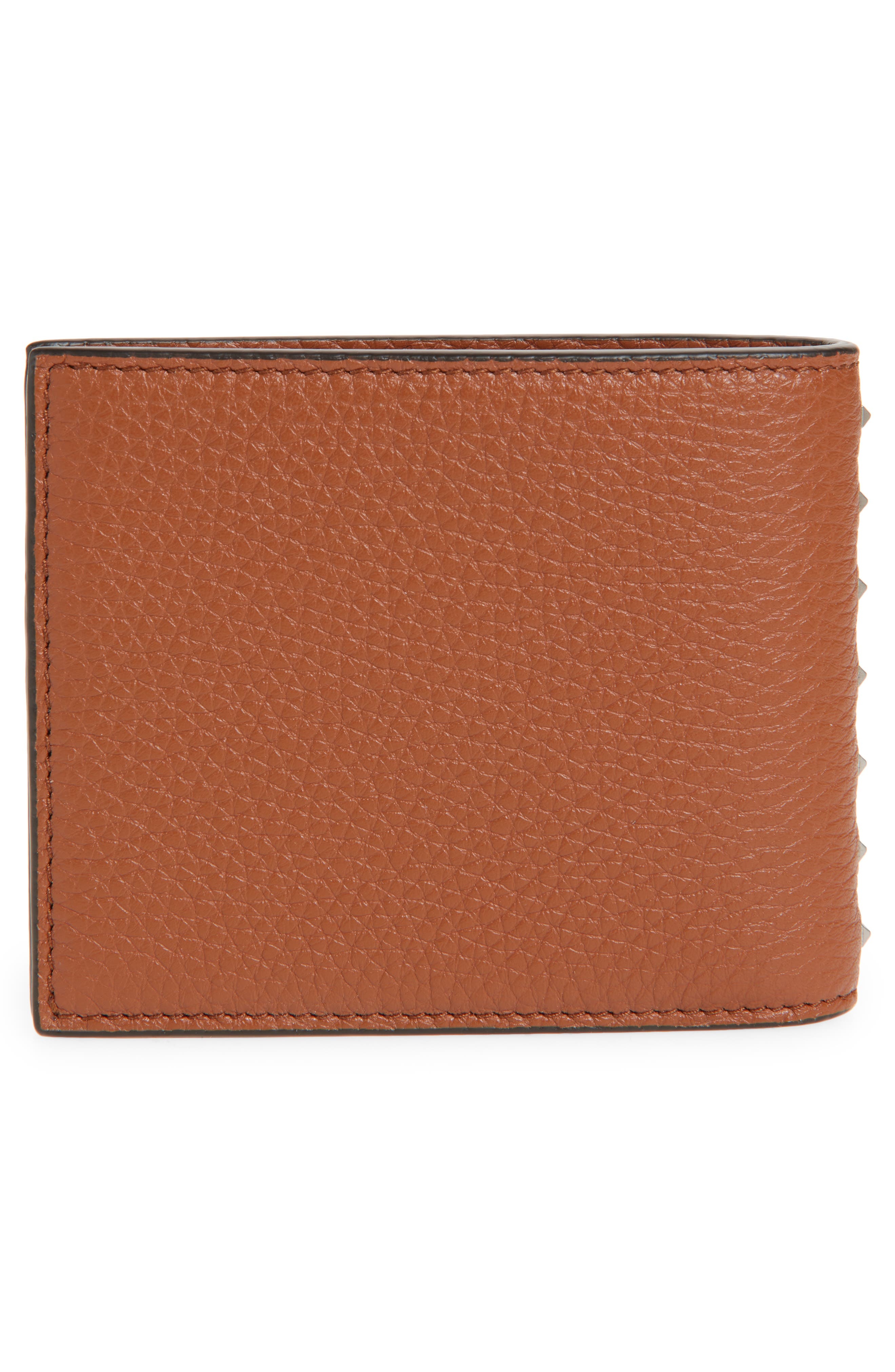 Valentino Garavani Rockstud Leather Bifold Wallet in Saddle at Nordstrom - 3