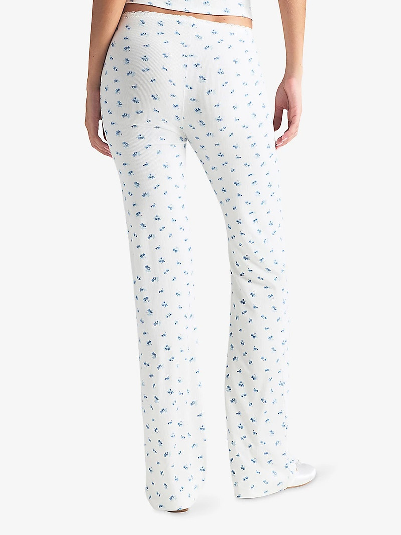 Soft Lounge Lace-Trim Ribbed Stretch-Modal Trousers 4