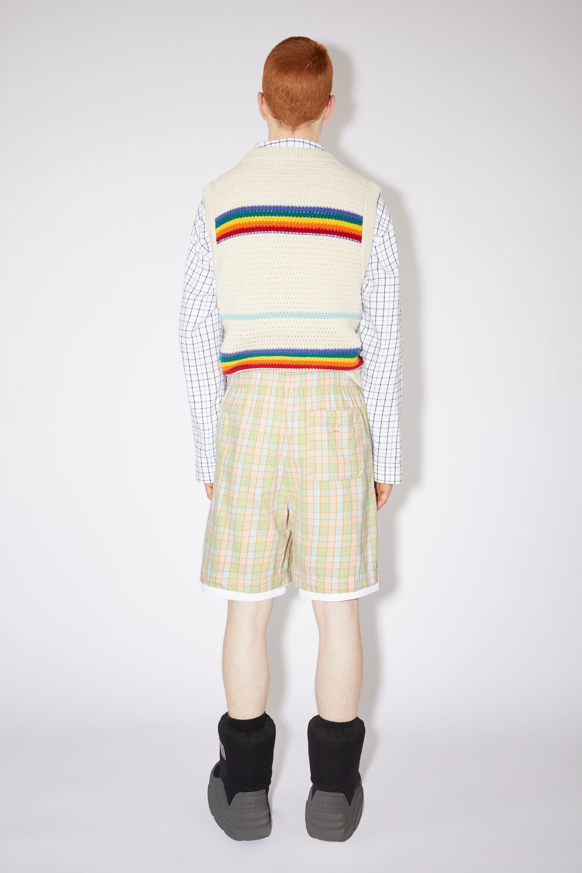 Flannel shorts - Orange/beige - 3