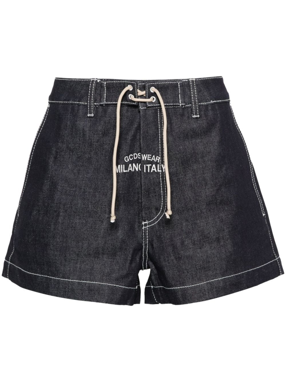 embroidered-logo denim shorts - 1