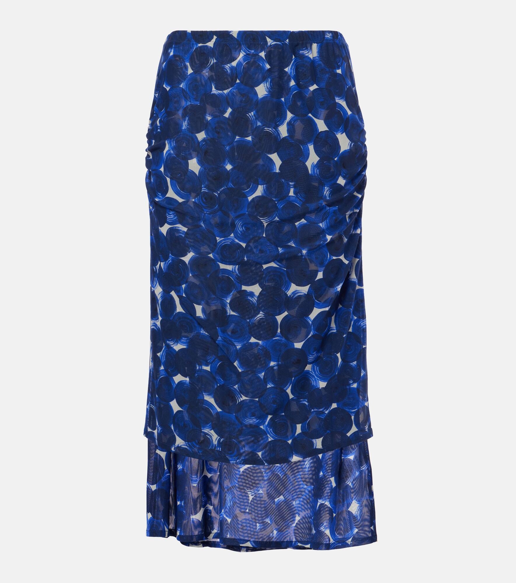 Printed gathered jersey midi skirt - 1