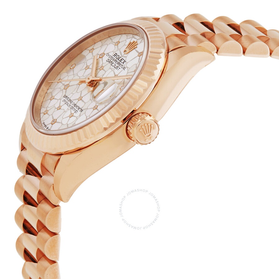 Rolex Datejust 31 Silver Floral-Motif Diamond Dial Automatic Ladies 18kt Everose Gold President Watc - 2