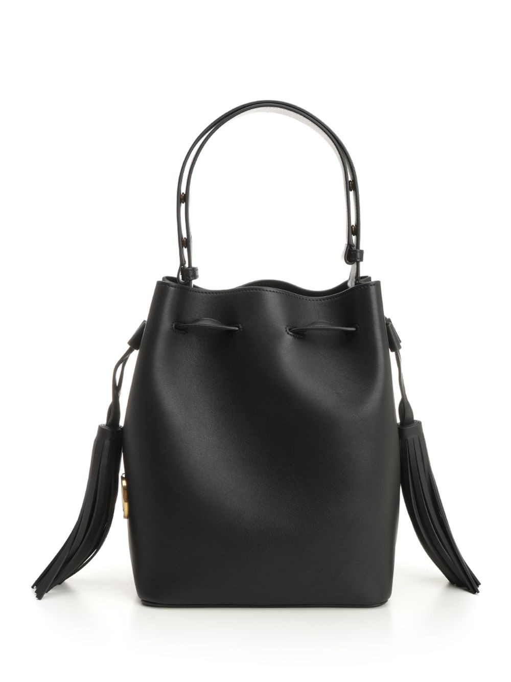 Drawstring Bag | So Seau | Vitello V./A.Brass Logo Handbags Black - 3