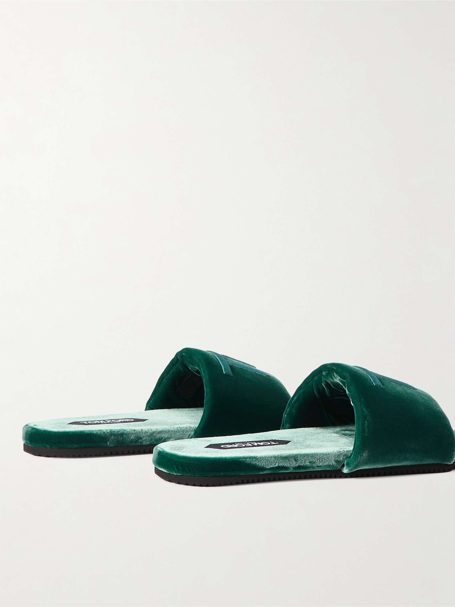 Harrison Logo-Embroidered Velvet Slides - 4