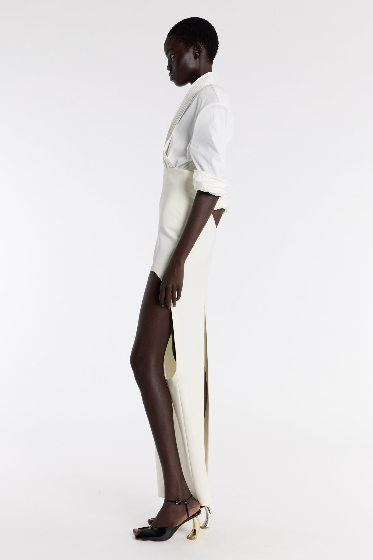 CUMMERBUND COLLAR TUXEDO TOP WHITE - 7