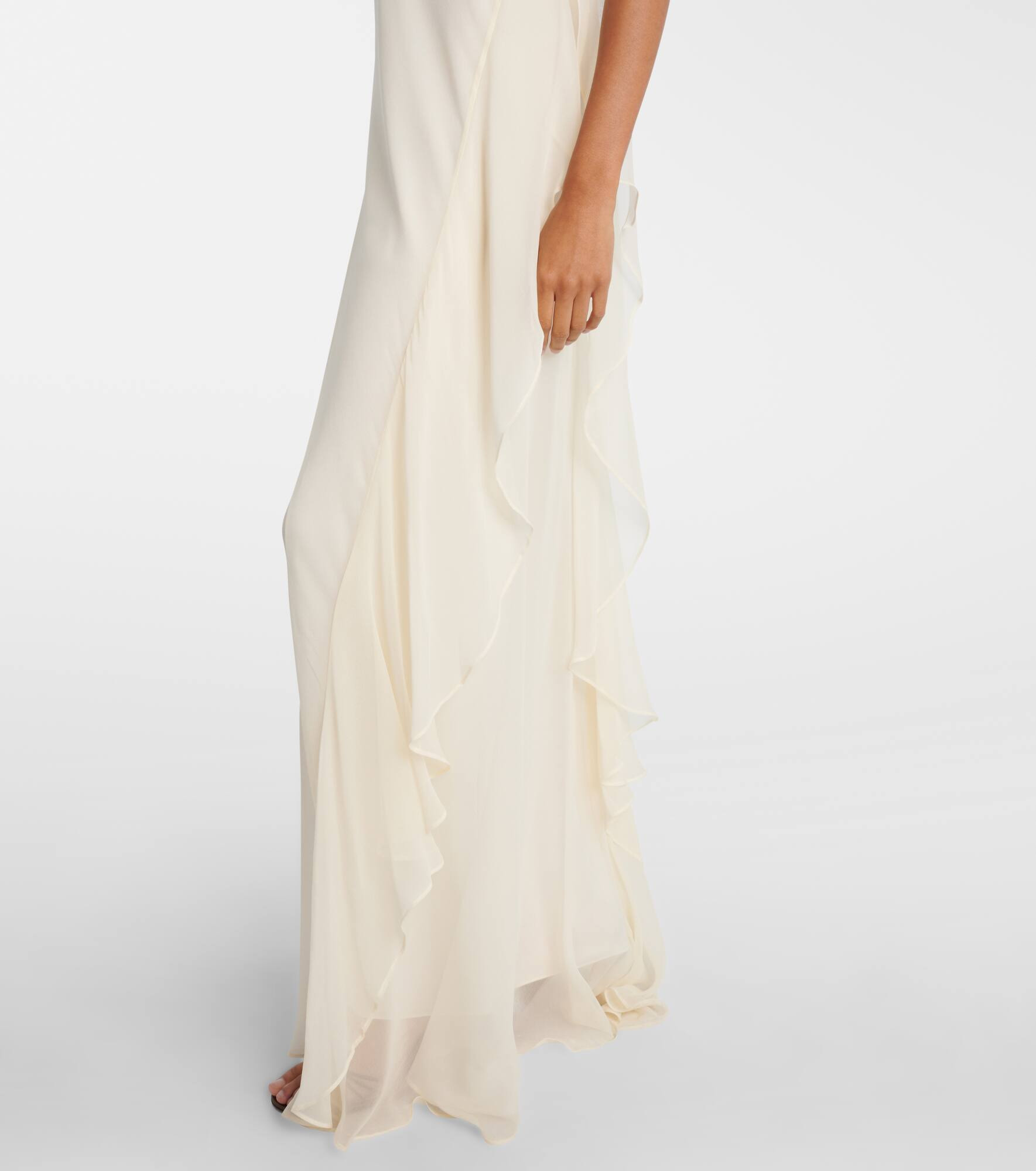 One-shoulder ruffled silk gown - 5