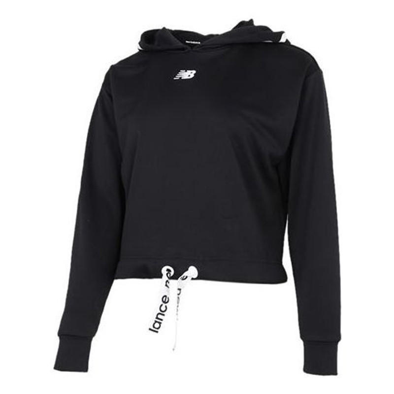 (WMNS) New Balance Relentless Logo Crop Hoodie 'Black' AWT11169-BK - 1